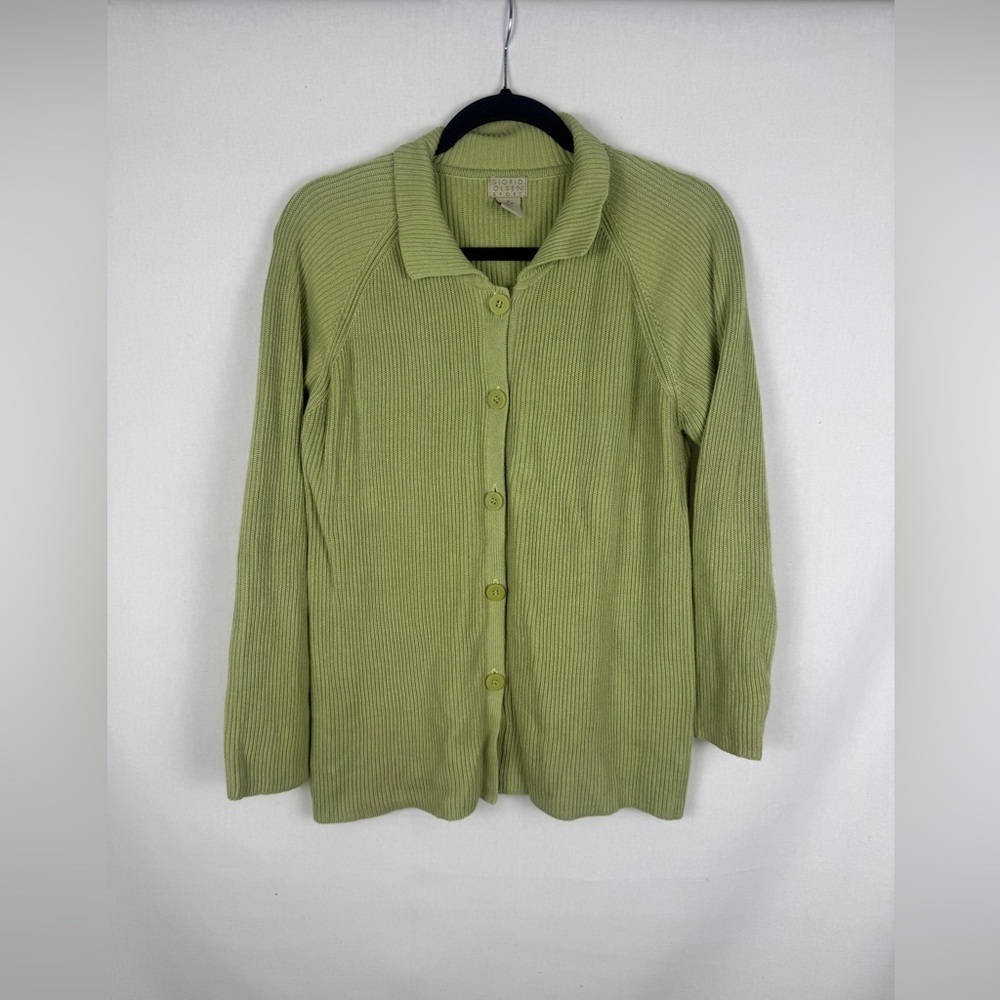 Sigrid Olsen Green Ribbed Women's Sweater